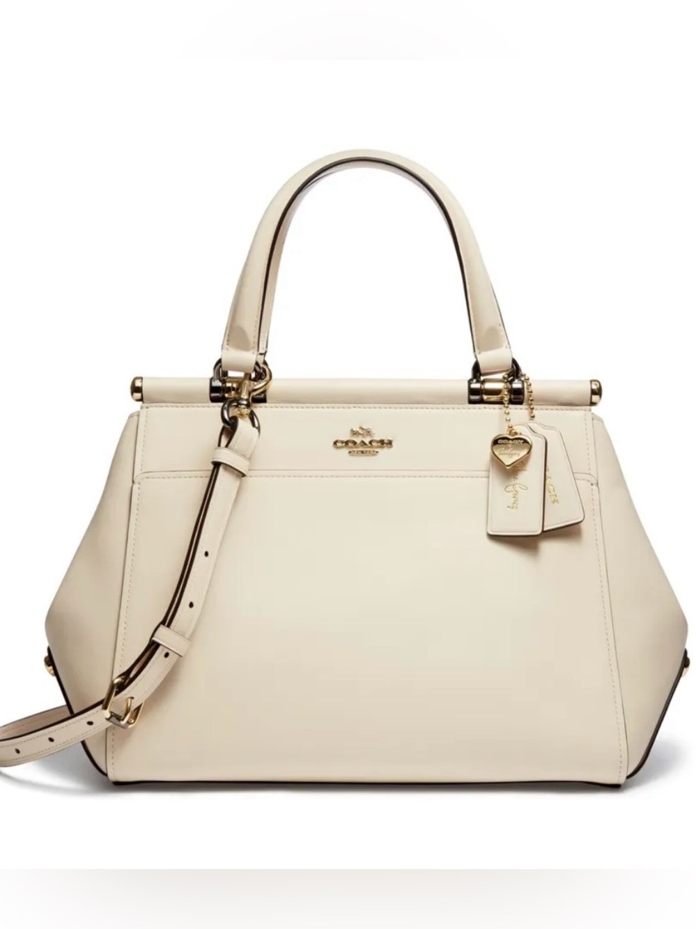 Coach Grace Selena Gomez Collab Leather Satchel Handbag in Chalk